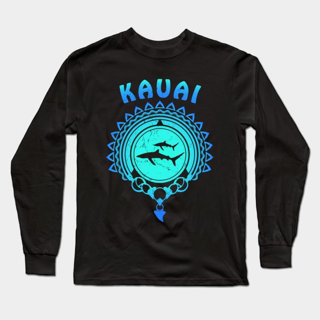 Kauai Blue Sharks Long Sleeve T-Shirt by NicGrayTees